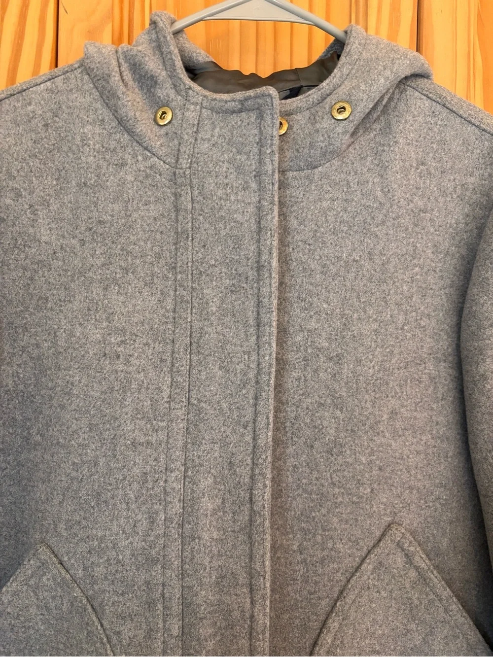 J Crew Gray Wool-Blend Hooded Coat - Picture 6 of 10